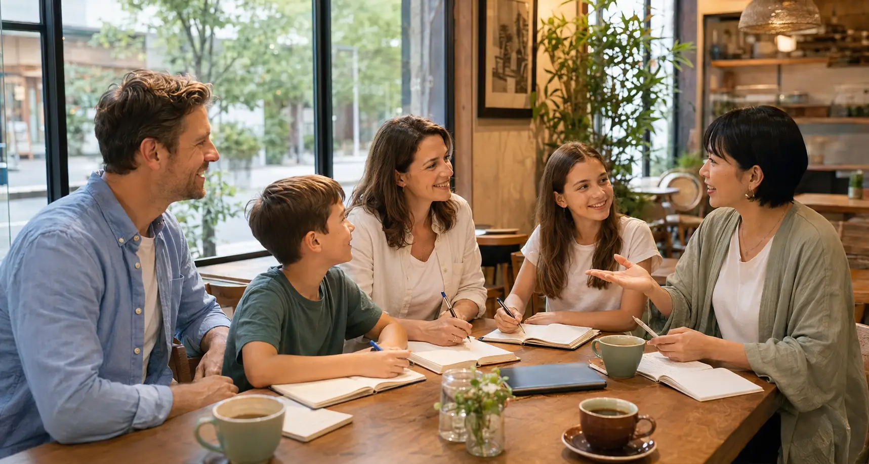 Private Japanese conversation lesson in a cozy café